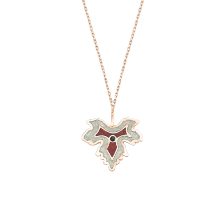 Сребърно колие "Sycamore Leaf Gold Red"