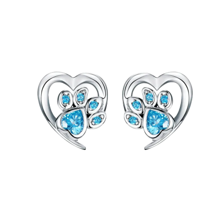 Сребърни обеци "Blue Paw"