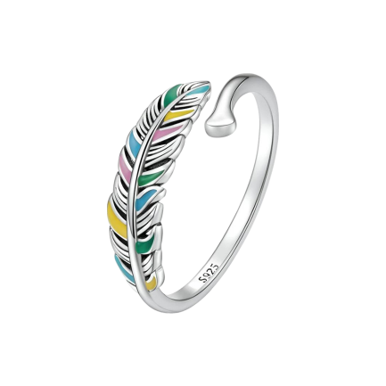 Сребърен пръстен "Rainbow Feather"
