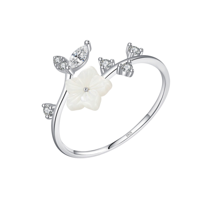 Сребърен пръстен "White Flower"