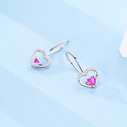 Сребърни обеци “Pink My Heart”