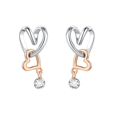 Сребърни обеци "Rose Gold Love"