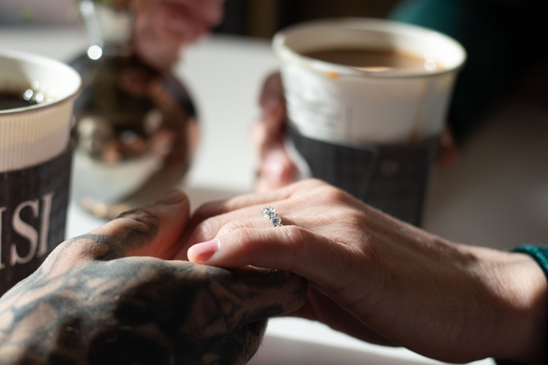 Photo hand engagement ring