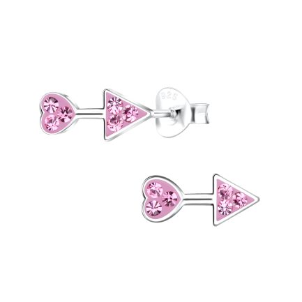 Детски сребърни обеци "Pink Arrow"