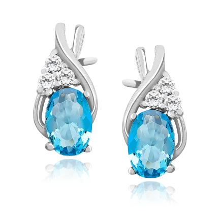 Сребърни обеци "Delicate Aqua" (12 мм)