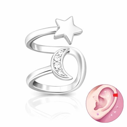 Сребърнa oбеца с клипс "Day&Night Cuff" /1 брой/