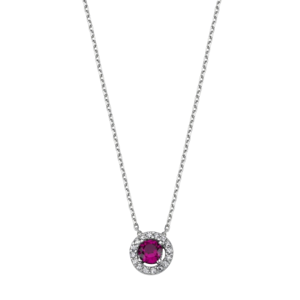 Сребърно колие "Round Pink"