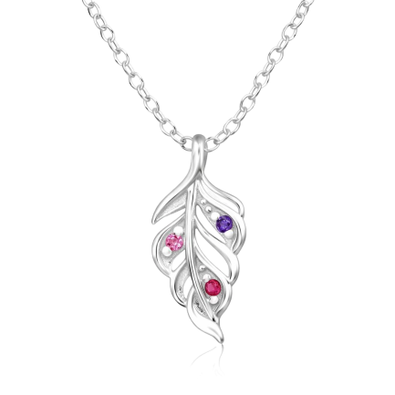 Сребърно колие "Gemstones Leaf"