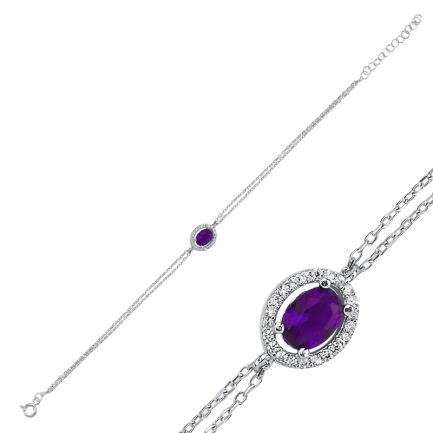 Сребърна гривна "Purple Magic"