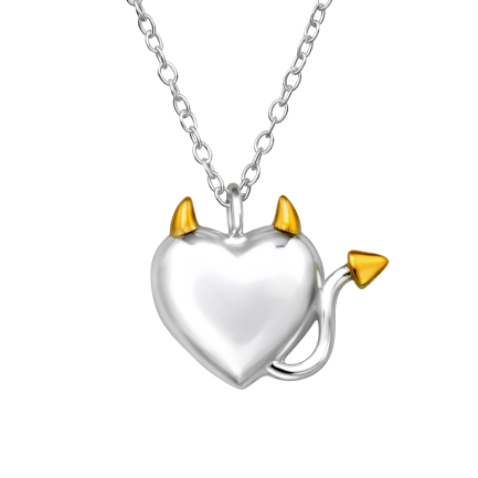 Сребърно колие "Devil Love"