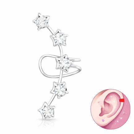Сребърнa oбеца с клипс "Stars Cuff" /1 брой/