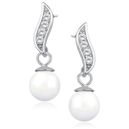 Сребърни обеци "Pearl Beauty" (2 см /винт)