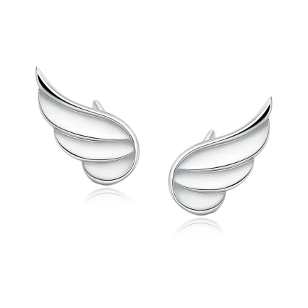 Сребърни обеци "Beautiful Wings" (13 мм / бели)