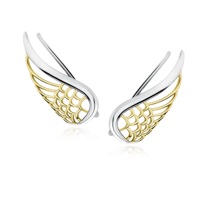 Сребърни обеци "Gold Cuff Wings" /22 mm/