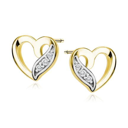 Сребърни обеци "Mini Gold Love" /малки/позлатени/