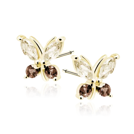 Сребърни обеци "Champagne Butterfly" (8 mm)