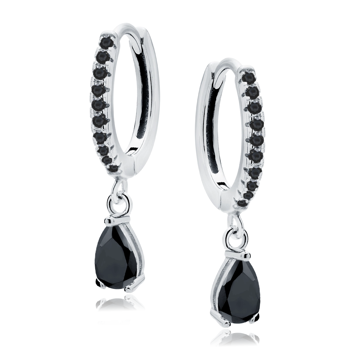 Сребърни обеци "Black Teardrop" (24 mm) Сребърни обеци "Black Teardrop" (24 mm)