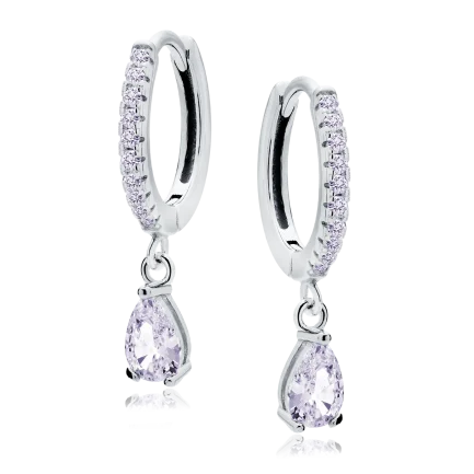 Сребърни обеци "Pink Teardrop" (24 mm)