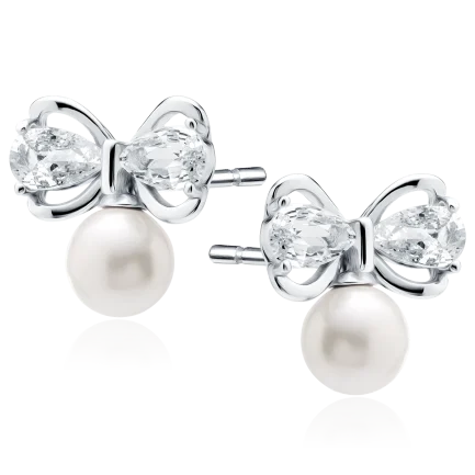 Сребърни обеци "Pearl Bows"