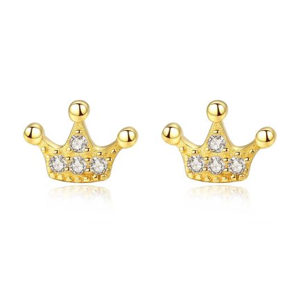 Сребърни обеци "Gold Crown" (1 см /винт)