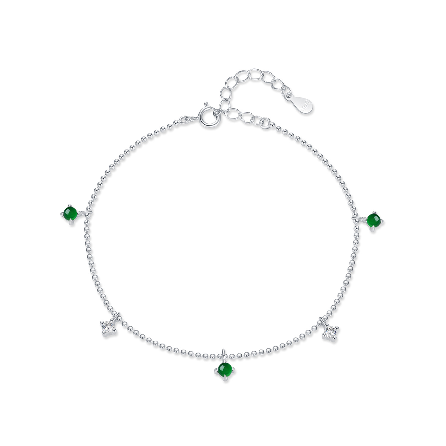 Сребърна гривна "Green Stones" Сребърна гривна "Green Stones"