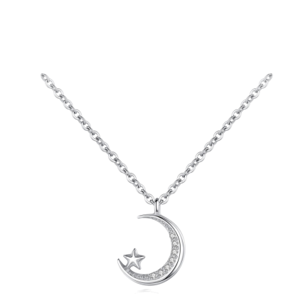 Сребърно колие "Star and Moon"