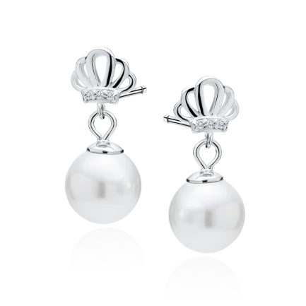 Сребърни обеци Glass Pearl