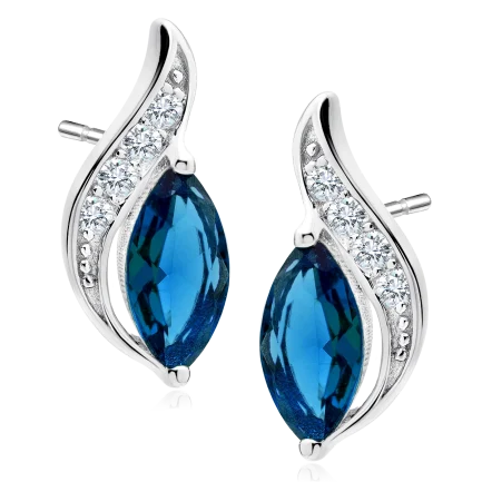 Сребърни обеци "Elegant Blue" (14 мм)