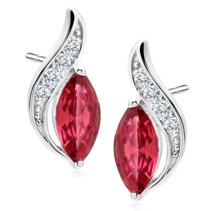 Сребърни обеци "Elegant Red" (14 мм)