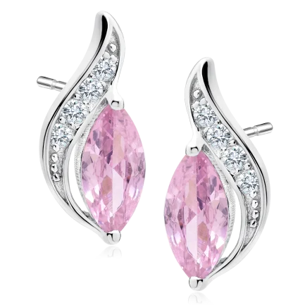 Сребърни обеци "Elegant Pink" (14 мм)