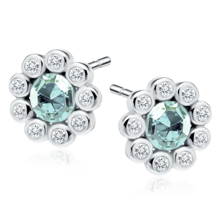 Сребърни обеци Aquamarine Flower (0.9 см винт)
