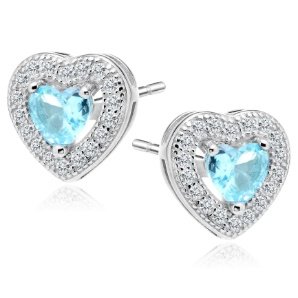 Сребърни обеци Aquamarine Hearts