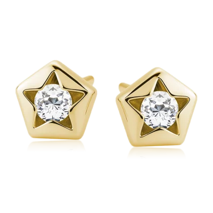 Сребърни обеци Gold Star (0.5 см винт)
