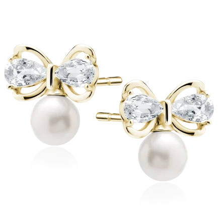 Сребърни обеци Golden Bows