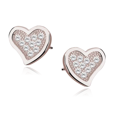 Сребърни обеци Love U (розово злато)