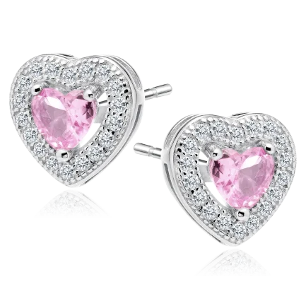 Сребърни обеци Pinky Hearts