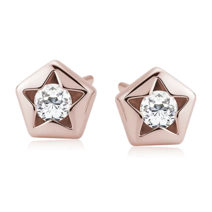 Сребърни обеци Rose Gold Star (0.5 см винт)