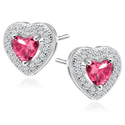 Сребърни обеци Ruby Hearts