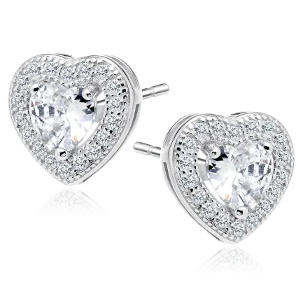 Сребърни обеци White Hearts