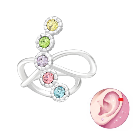 Сребърнa oбеца с клипс "Colorful Cuff" /1 брой/