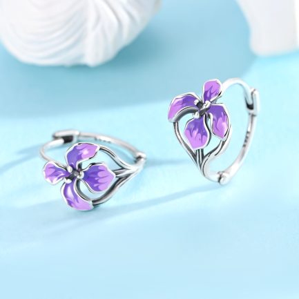 Сребърни обеци “Purple Flowers”