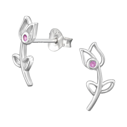 Сребърни обеци "Pink Tulip"