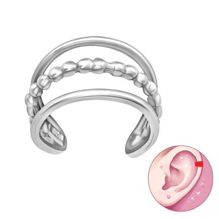 Сребърнa oбеца с клипс "Plain Cuff" /1 брой/