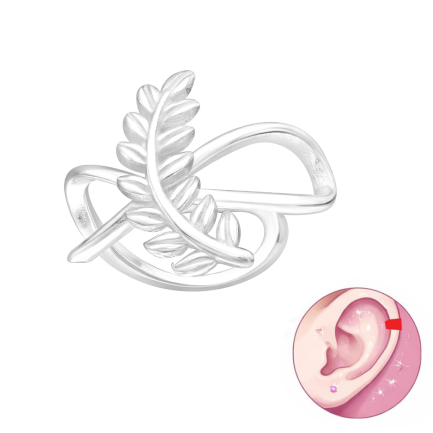 Сребърнa oбеца с клипс "Silver Leaf Cuff" /1 брой/