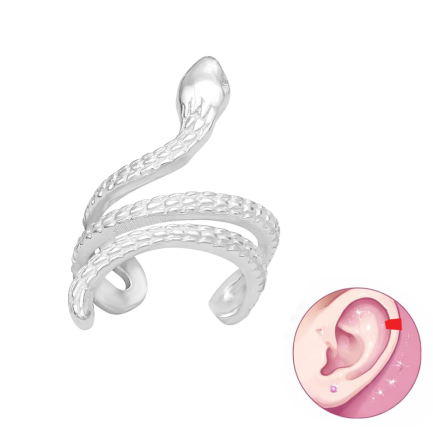Сребърнa oбеца с клипс "Snake Cuff" /1 брой/