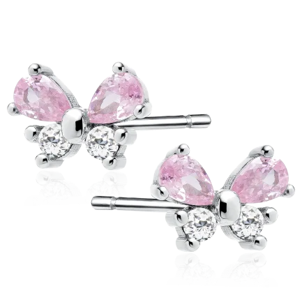 Сребърни обеци "Mini Pink Butterfly"