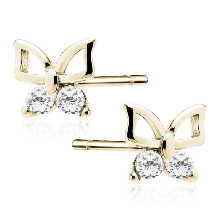 Сребърни обеци "Mini Gold Butterfly" (позлатени)