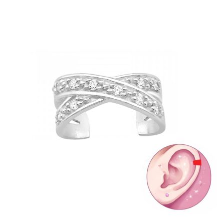 Сребърнa oбеца с клипс "Diamond Cuff" /1 брой/