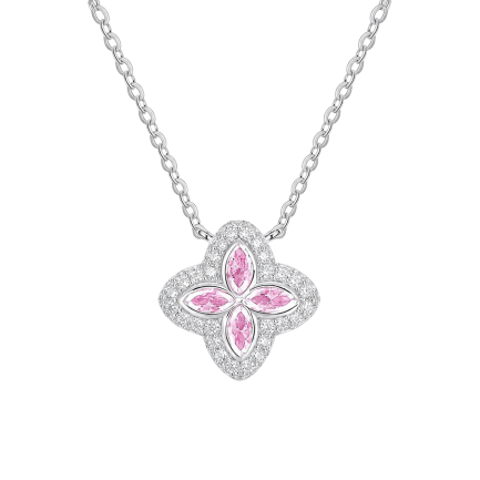 Сребърно колие "Pink Flower"