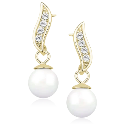 Сребърни обеци "Pearl Gold Beauty" (2 см /винт)